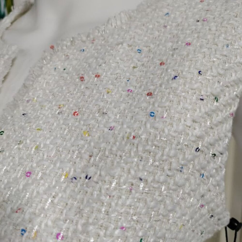 NWT Karl Lagerfield Paris Tweed Preppy Formal Shift Dress White Womens Size 10 - Picture 11 of 16